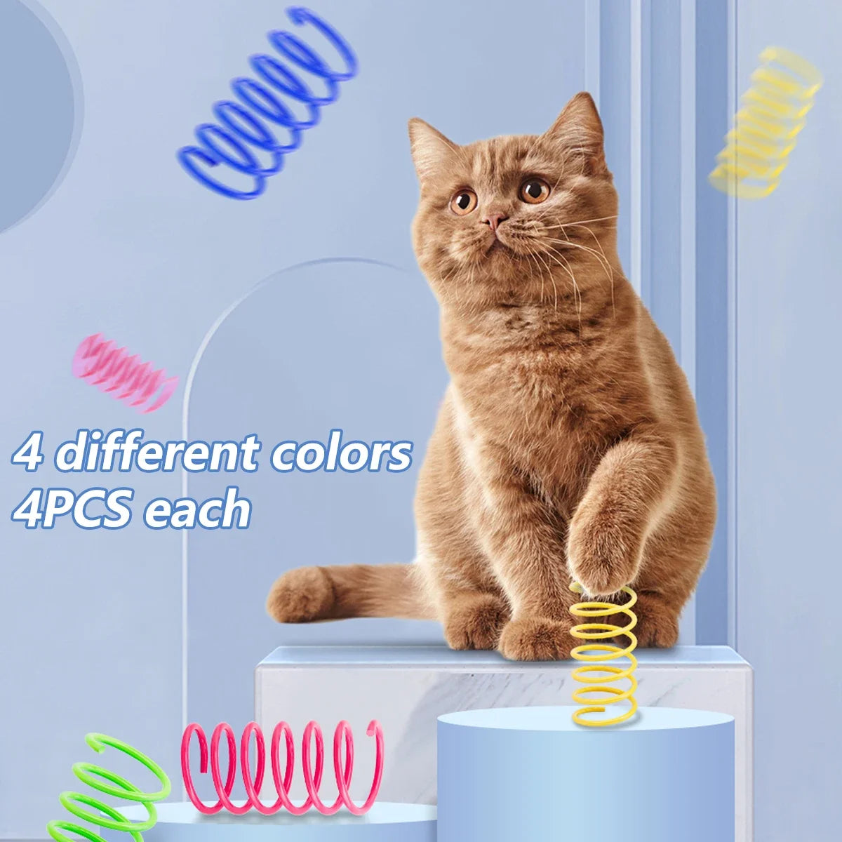 Colorful Cat Spring Toys Interactive Coil Set