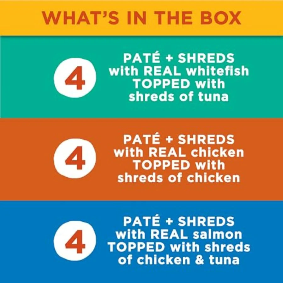 Paté Shreds Wet Cat Food Variety Pack 12 Cups