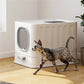 Large Enclosed Cat Litter Box with Drawer Scoop