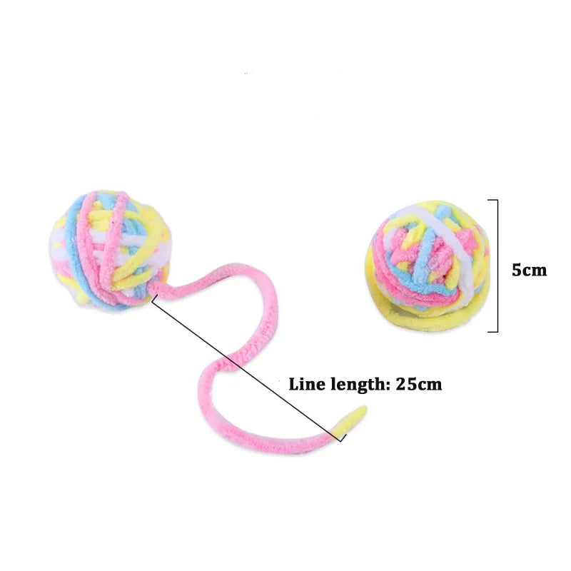 Colorful Yarn Ball Cat Toys with Bell Sounds