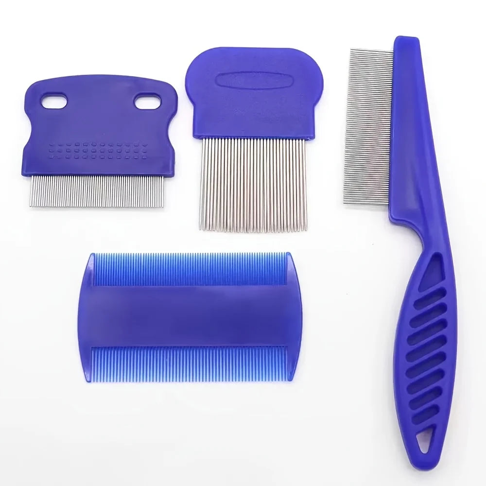 4-Pack Stainless Steel Flea Lice Pet Grooming Combs