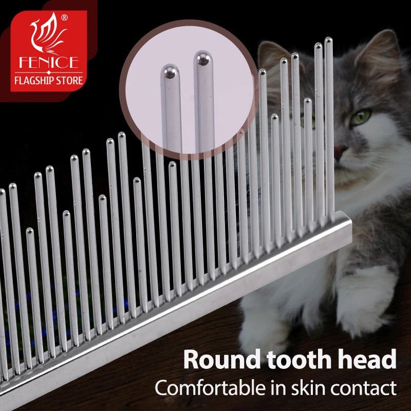 Fenice Professional Stainless Steel Pet Grooming Comb Anti-Corrosion