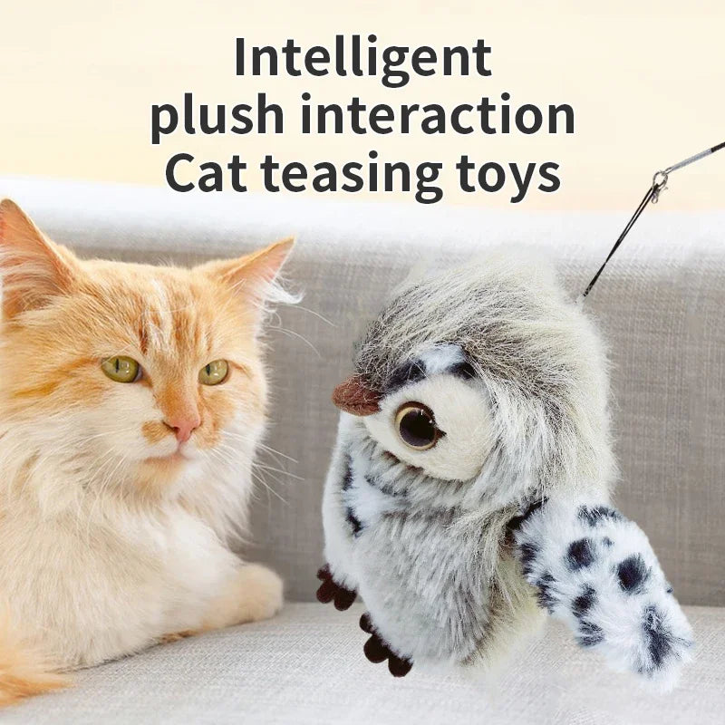 Realistic Owl Sound Cat Toy with Fluttering Wings