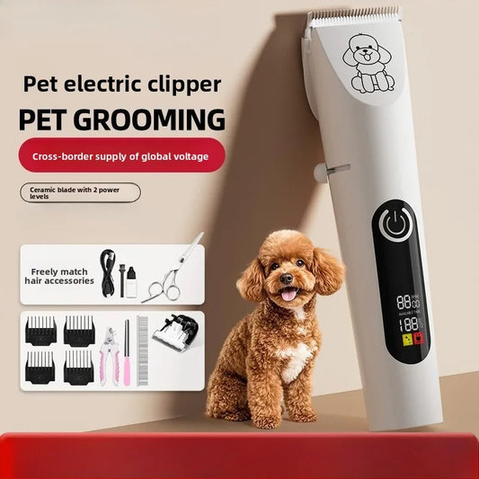Pet Hair Clipper with LED Display Grooming Trimmer