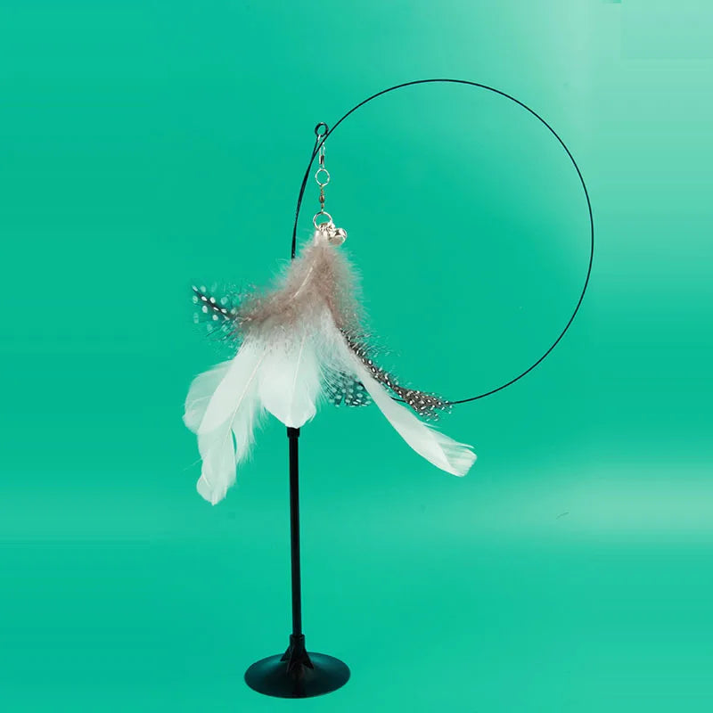 Colorful Feather Bell Sucker Cat Teaser Wand Toy