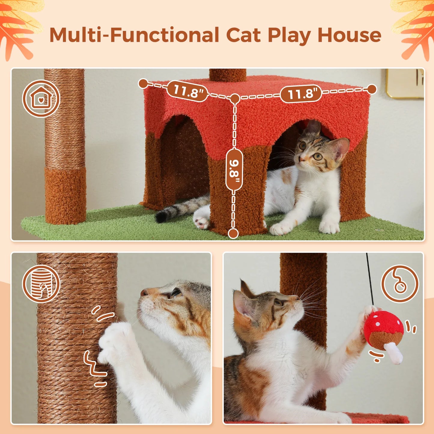 Multi-Level Cat Tree with Hammock and Scratching Posts