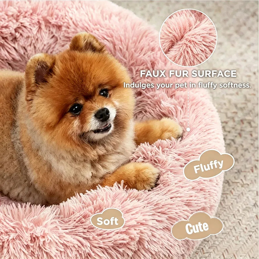 Soft Plush Donut Pet Bed for Dogs Cats