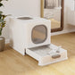 Large Enclosed Cat Litter Box with Drawer Scoop