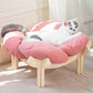 Raised Wooden Cat Bed with Soft Cushion Sofa