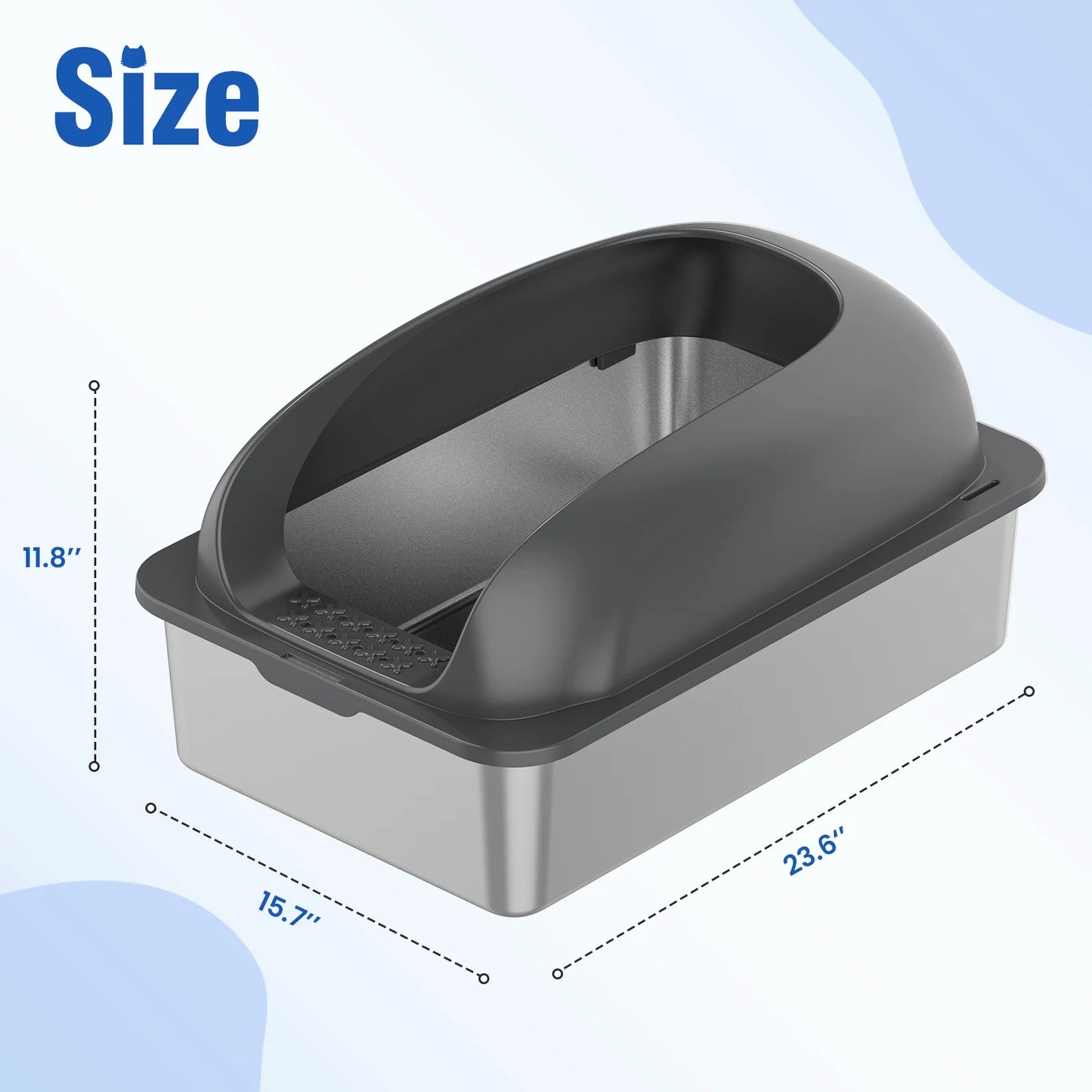 24-Inch Stainless Steel Cat Litter Box with Lid