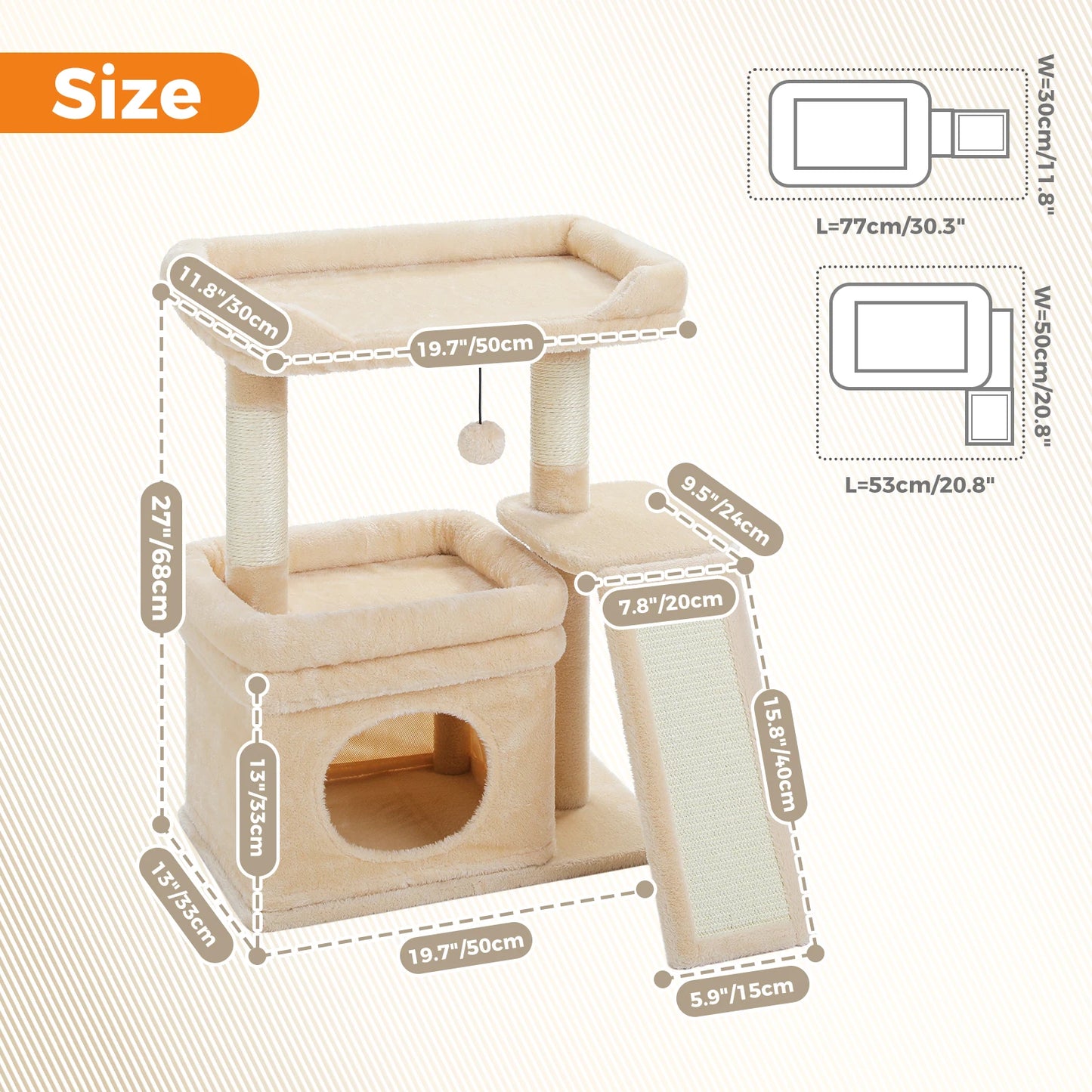 27-Inch Safe Cat Tree with Condo and Perch