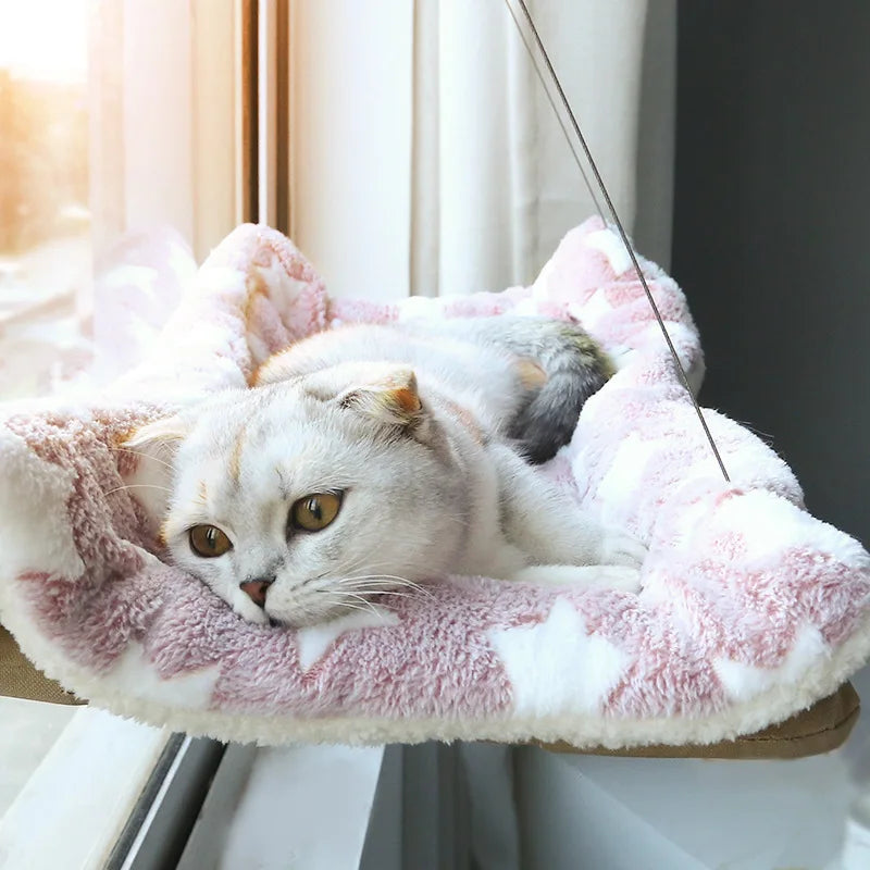 Hanging Window Cat Hammock Bed with Climbing Frame