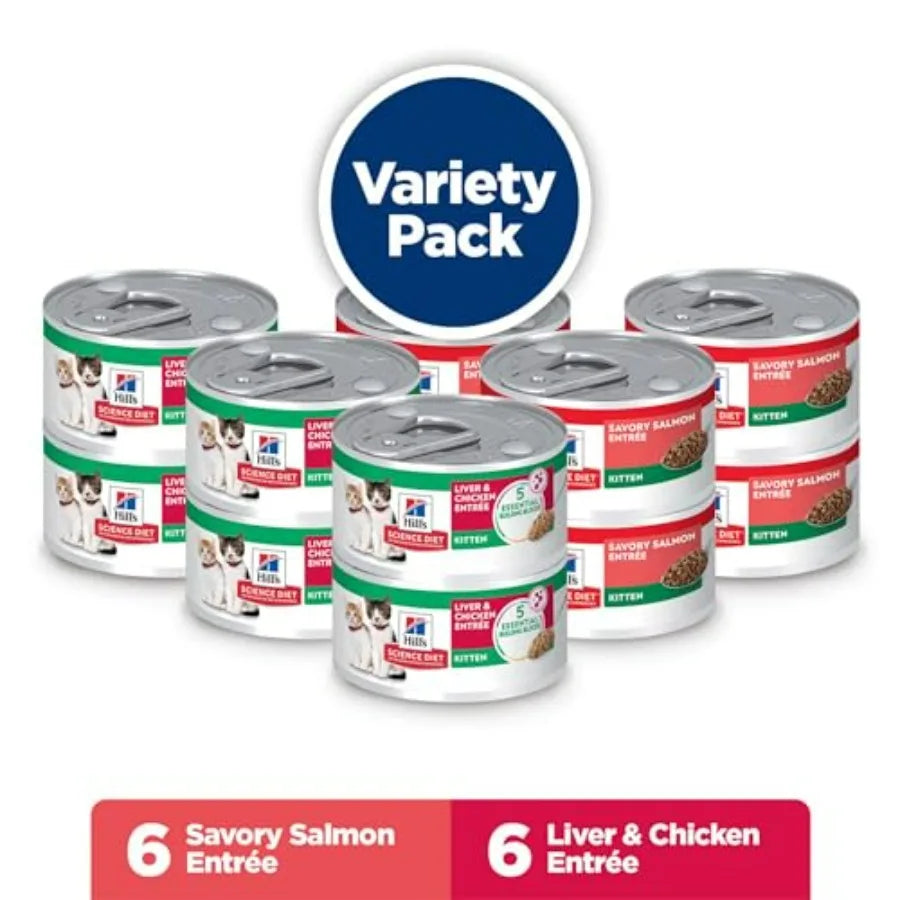 Kitten Wet Cat Food Variety Pack 12 Cans