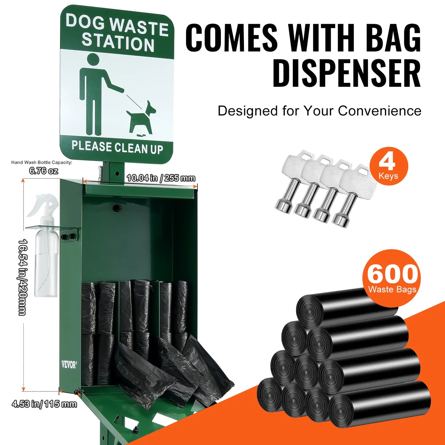 Dog Waste Station with Bag Dispenser System