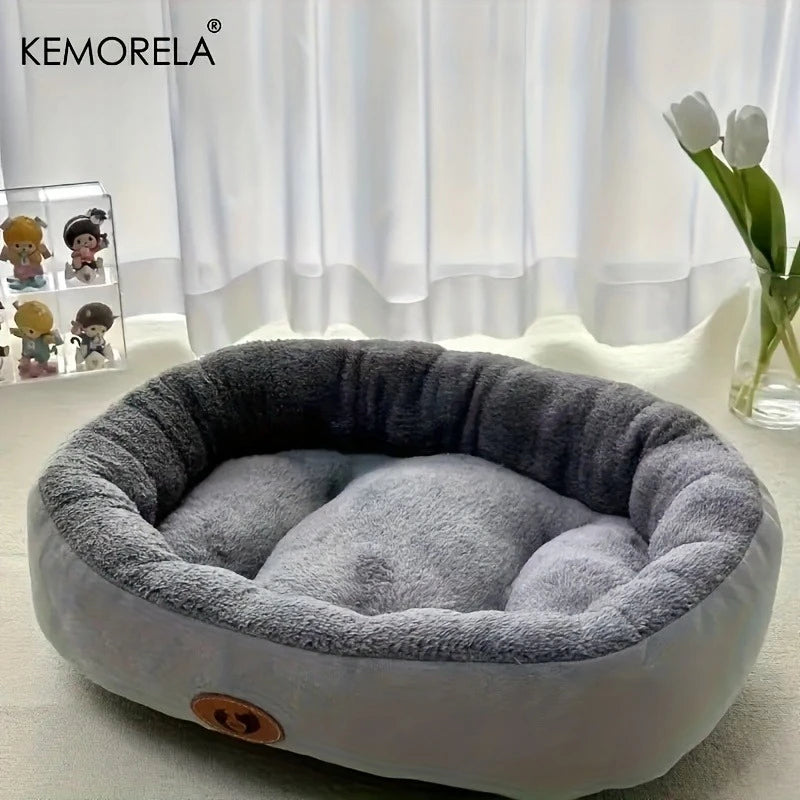 Cozy Oval Plush Pet Bed for Cats Dogs