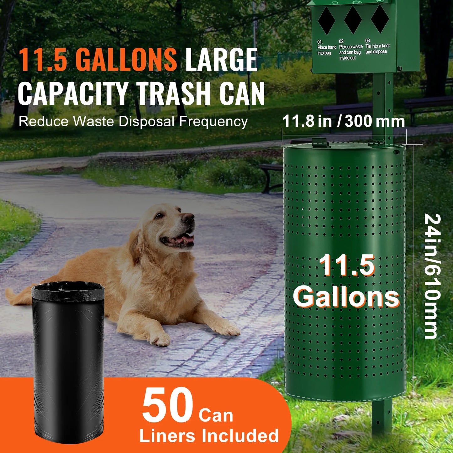 Dog Waste Station with Bag Dispenser System