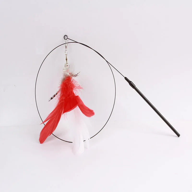 Colorful Feather Bell Sucker Cat Teaser Wand Toy