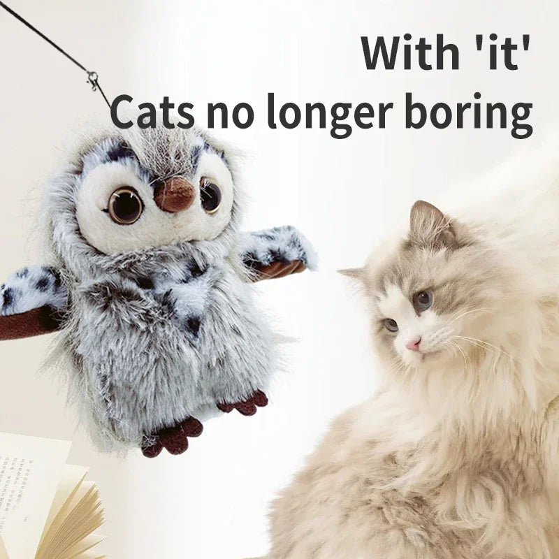 Realistic Owl Sound Cat Toy with Fluttering Wings