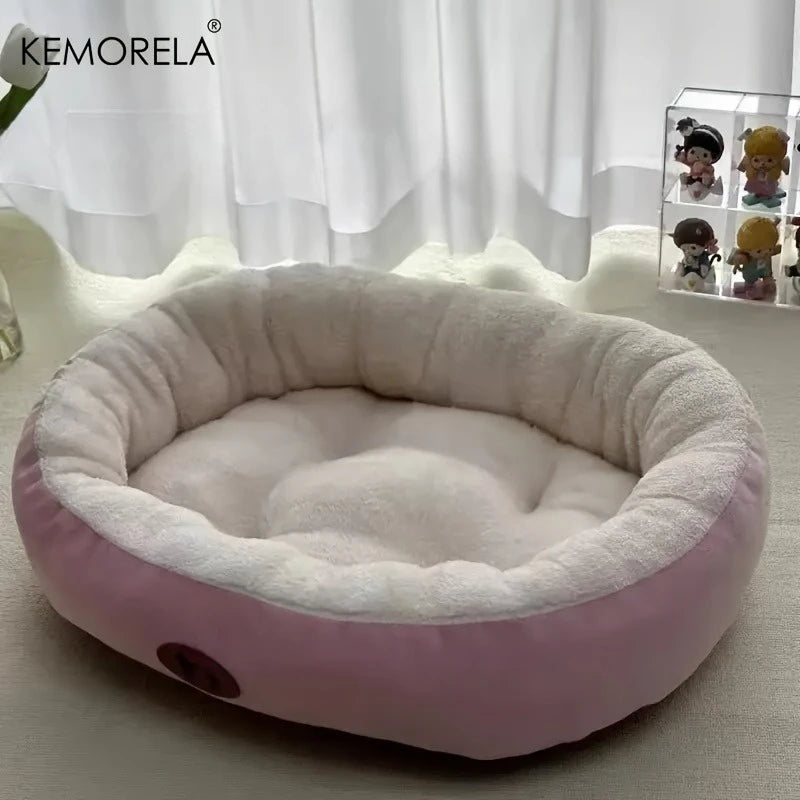 Cozy Oval Plush Pet Bed for Cats Dogs