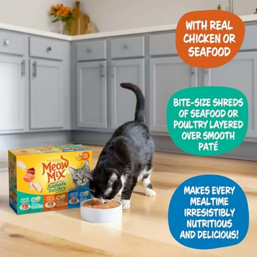 Paté Shreds Wet Cat Food Variety Pack 12 Cups