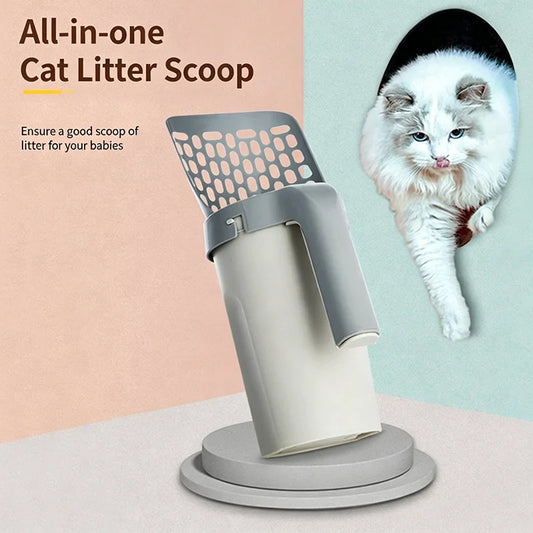Integrated Cat Litter Scoop with Portable Waste Bin