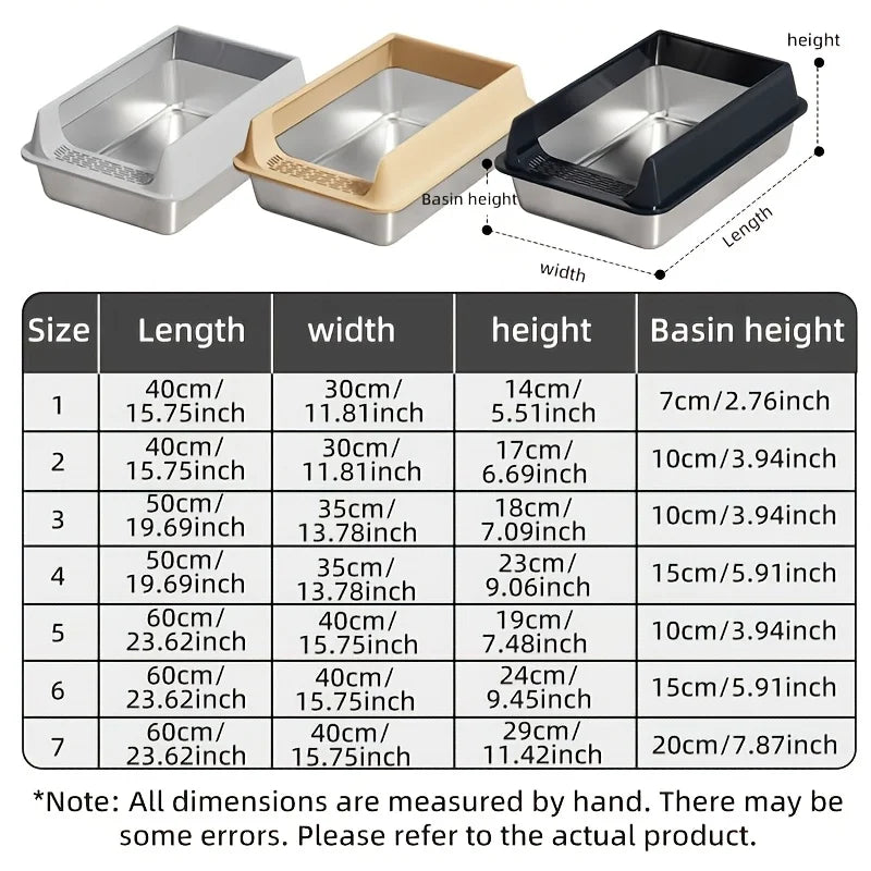Stainless Steel Semi-Enclosed Cat Litter Box with Lid
